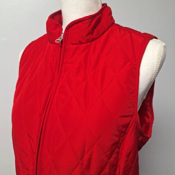 Croft & Barrow Quilted Red Sleeveless Vest Womens Small Pockets Full Zip Collar - Picture 3 of 7
